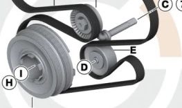 Kit reparación correa de accesorios OEM 11282339101 para BMW E46, E60, E61, E83, 318d, 320Cd, 318td. Incluye tensor, polea, correa, amortiguador, tornillo y arandela. Original BMW.