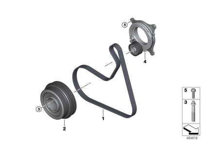 Correa poli V (6PK1175) OEM 11288580362 para BMW F40, F44, F45, F46, F48, F39 y MINI F55, F56, F57, F54, F60. Compatible con motores B37 y B47. Original BMW y MINI.