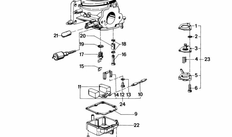 Válvula de aguja (Carburador) OEM 13111258180 para BMW E12. Original BMW.