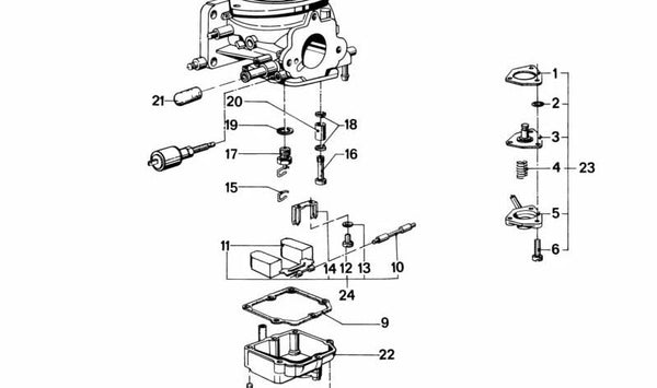 Válvula de aguja (Carburador) OEM 13111258180 para BMW E12. Original BMW.