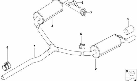 Silenciador adicional izquierdo OEM 18307645176 para MINI Clubman R55, R55 LCI Cooper S y JCW. Original MINI.
