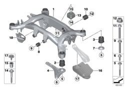 Rear rubber mount for BMW X3 F25, X4 F26 (OEM 33306786974). Original BMW