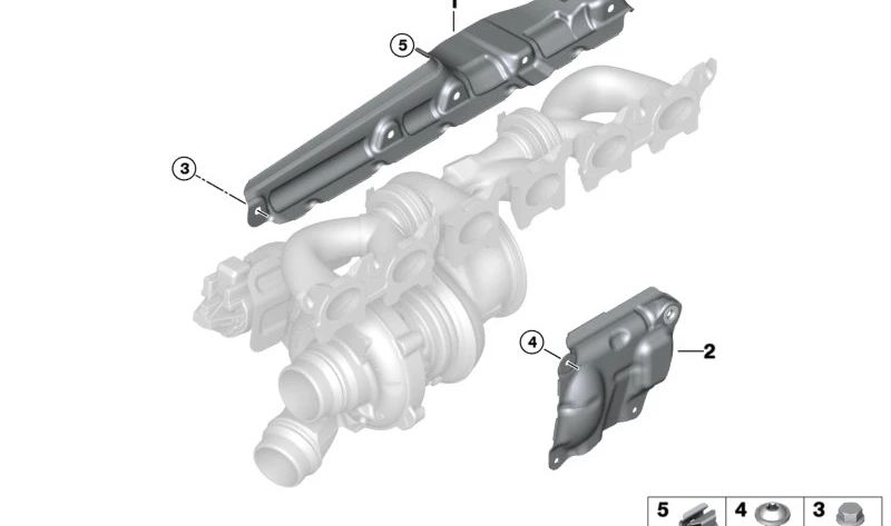 Bouclier thermique pour BMW F20N, F21N, F22, F23, F30N, F31N, F34N, F32, F33, F36, G30, G31, G38, G32, G11, G12, G01, G02 (OEM 11797643180). BMW d'origine