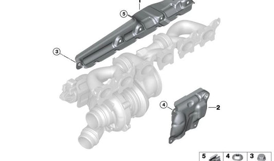 Protector térmico OEM 11657643179 para BMW F20, F21, F22, F23, F30, F31, F32, F33, F34, F36, G01, G02, G11, G12, G30, G31, G32. Original BMW.