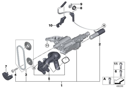 Tapa del sistema de aceite OEM 11417600467 para BMW F20, F21, F30, F31. Compatible con motores N13. Pieza original BMW.