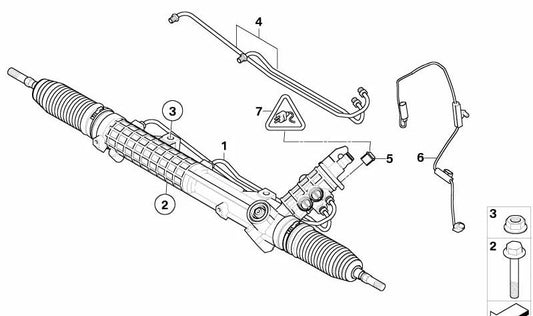 Juego de tuberías dirección asistida OEM 32136761057 para BMW Serie 7 E65/E66 (730d, 730i, 735i, 740d, 745i, 760i, 730Li, 735Li, 745Li). Compatible con modelos fabricados entre 2001 y 2008. Original BMW.