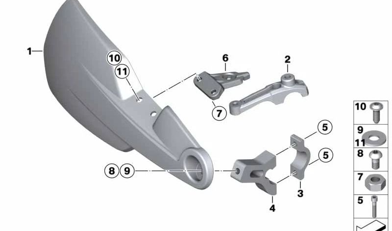 Abrazadera de sujeción derecha OEM 32727698282 para BMW Motorrad HP2 Enduro. Original BMW Motorrad.