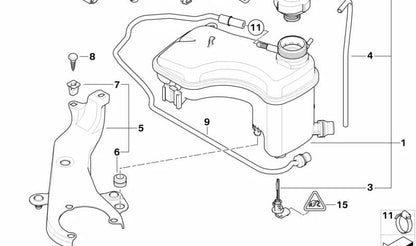 Depósito de expansión refrigerante OEM 17112283344 para BMW E46. Compatible con todos los modelos de la serie 3 E46. Recambio original BMW.