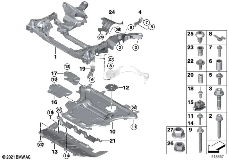 Rear compartment sound insulation for BMW 5 Series G30, G30N, G31, G31N, 6 Series G32, G32N, 7 Series G11, G11N, G12, G12N (OEM 31116869319). Original BMW.