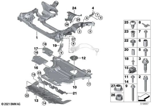 Isolamento acústico do compartimento traseiro para BMW Série 5 G30, G30N, G31, G31N, Série 6 G32, G32N, Série 7 G11, G11N, G12, G12N (OEM 31116869319). BMW originais.