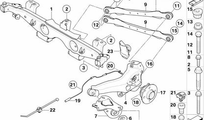 Soporte brazo longitudinal izquierdo OEM 33306857795 para MINI R50, R52, R53. Original MINI.