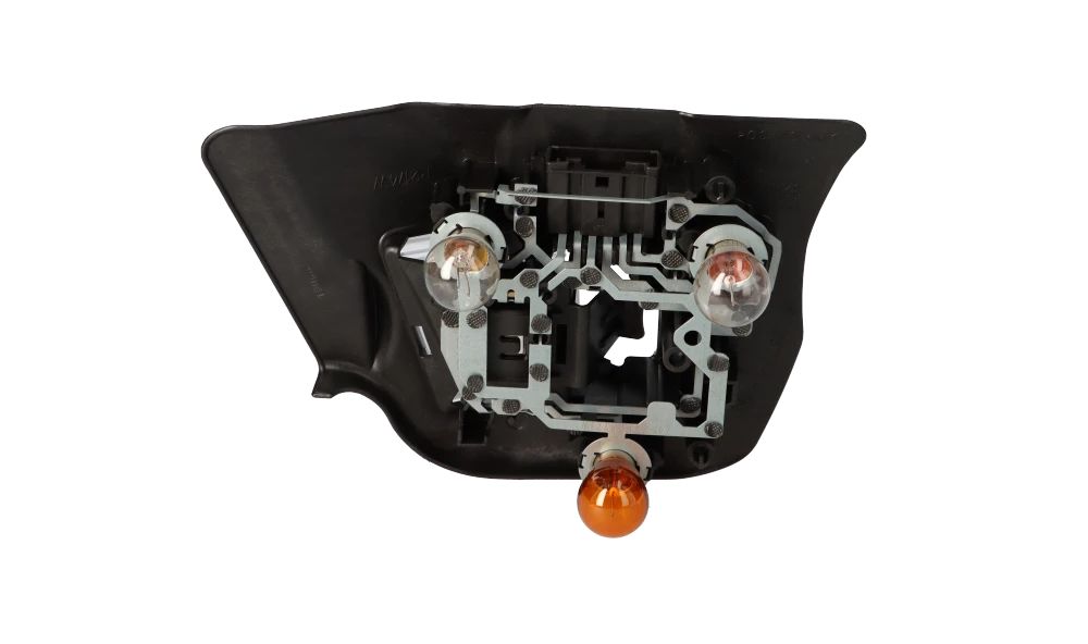 Soporte portalámparas trasero izquierdo OEM 63218383827 para BMW E46 {316Ci, 318Ci}. Compatible con indicadores intermitentes blancos. Recambio original BMW.