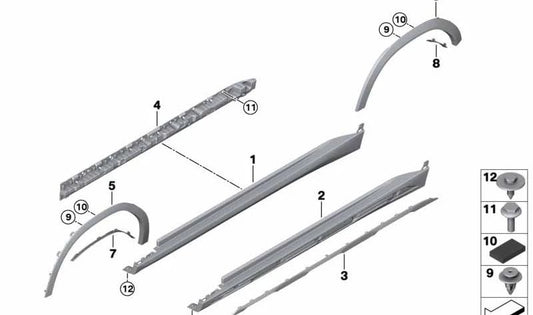 Linksseite Embinedora Cover OEM 5177492079 für BMW G06. Original BMW.