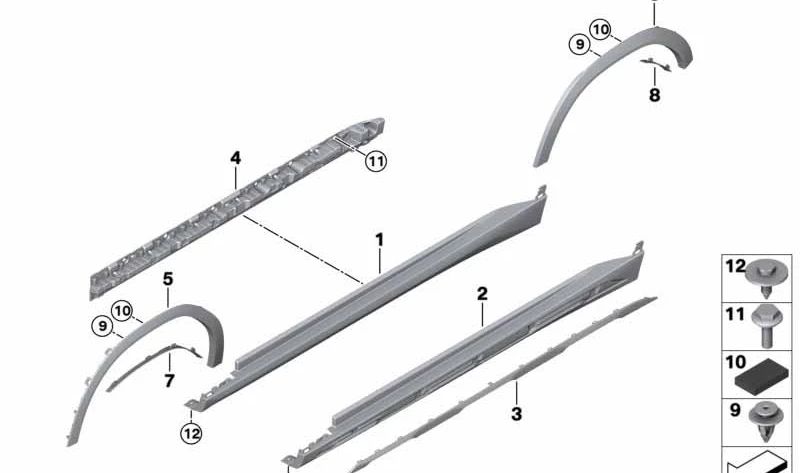 Tapa embellecedora lateral izquierda OEM 51778737307 para BMW X6 G06. Original BMW.