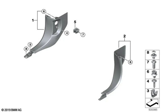 Revestimento lateral dos pés da frente esquerda para BMW XM G09 (OEM 51435A49AA1). BMW original.
