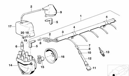 Ignition wiring harness for BMW 5 Series E28, 6 Series E24, 7 Series E23 (OEM 12121279550). Original BMW