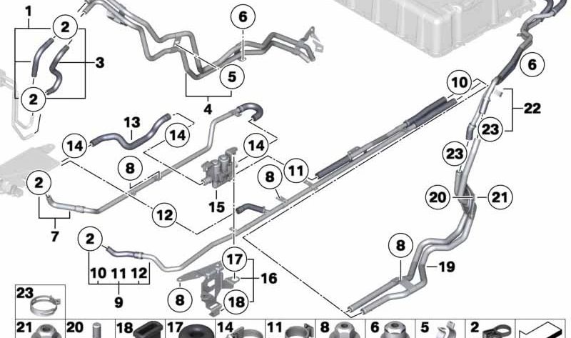 Abrazadera de tubo OEM 11611717245 para BMW E72. Pieza original BMW.