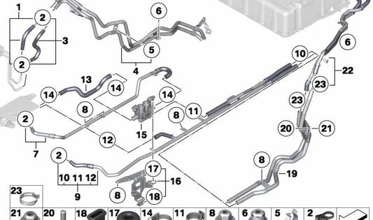 Abrazadera de tubo OEM 11611717245 para BMW E72. Pieza original BMW.