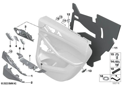 Rechte hintere Türschütze für BMW X5 F95, G05, X6 F96, G06, X7 G07 (OEM 51226997784). Original BMW