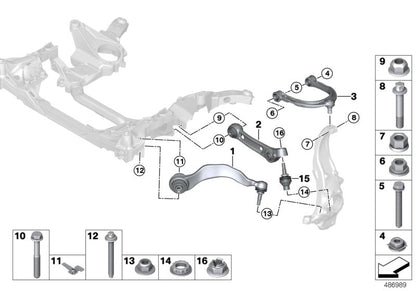 Tuerca hexagonal con reborde OEM 31106768887 para BMW Serie 5 {F07, F07N, F10, F10N, F11, F11N, F18N, F90, F90N, G30, G30N, G31, G31N, G38, G38N}, Serie 6 {F06, F06N, F12, F12N, F13, F13N, G32, G32N}, Serie 7 {F01, F01N, F02, F02N, F04, G11, G11N, G1
