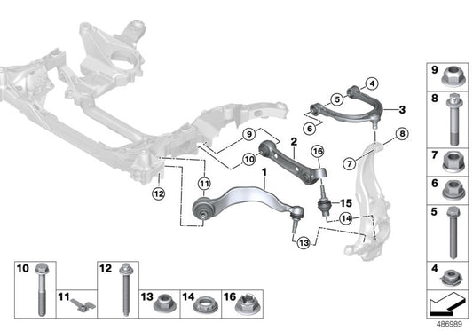 Tuerca hexagonal con reborde OEM 31106768887 para BMW Serie 5 {F07, F07N, F10, F10N, F11, F11N, F18N, F90, F90N, G30, G30N, G31, G31N, G38, G38N}, Serie 6 {F06, F06N, F12, F12N, F13, F13N, G32, G32N}, Serie 7 {F01, F01N, F02, F02N, F04, G11, G11N, G1