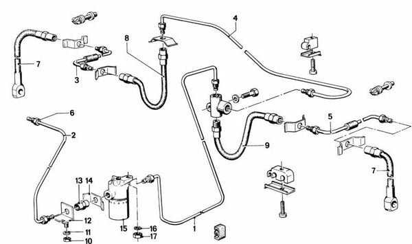 Latiguillo de freno OEM 34321120013 para BMW E21. Original BMW.