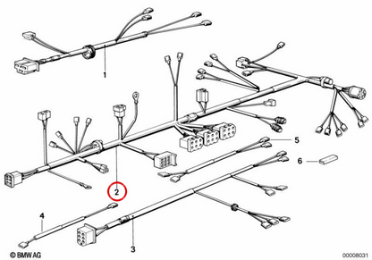 Partielle Verkabelung des OEM -Chassis 61111244686 für BMW E12, E21, E23, E24, E26 und E28. Original BMW.