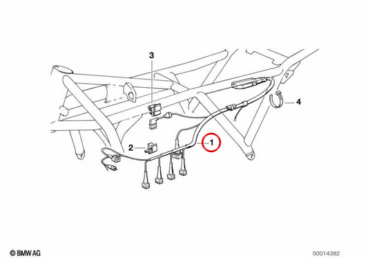 Faisceau de câbles moteur OEM 61111459590 pour motos BMW K100, K100 LT, K100 RS, K100 RT. BMW Motorrad d'origine.