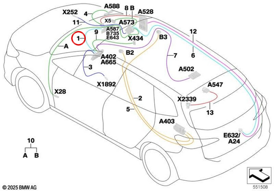 Il cavo coassiale ha aumentato la realtà Chambe OEM 61115A409D9 per BMW U06. BMW originale.