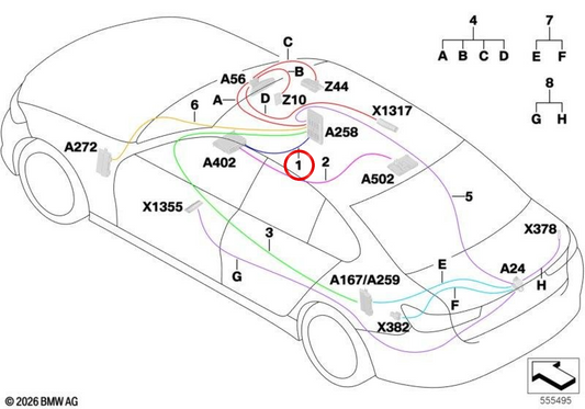 Cavo Ethernet OEM 61115A4CED5 per BMW G20, G80, G21, G81, G22, G82, G23, G83... e altro ancora. BMW originale.