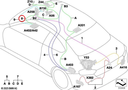 Réparer le câble avec l'écran OEM 6115A4D9E7 pour BMW G42, G87. BMW d'origine.