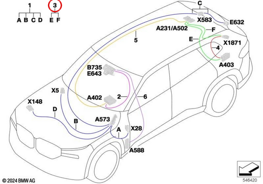 Cavo di riparazione con maglia di protezione OEM 61115A6A809 per BMW G09. BMW originale.