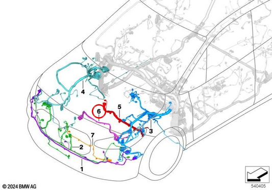 OEM 61115B43F71 electric fan repair wiring harness for BMW 1 Series F70, 2 Series F74, F78... and more. Genuine BMW.