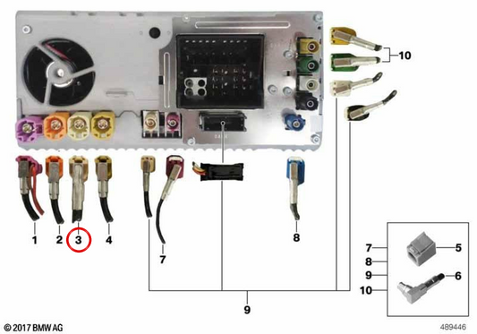Cable USB/AUX OEM 61116805943 para BMW F15, F85. Original BMW.