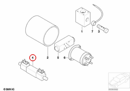 Válvula reguladora de janela hidráulica OEM 61116918604 para BMW Série 7 E38 (750iL) modelos SGK01, SGK02, SGK41, SGK42. BMW genuíno.