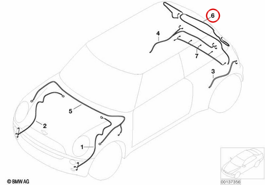 Cavi di riparazione per cofano bagagliaio OEM 61116923251 per MINI R50, R52, R53. MINI originale.