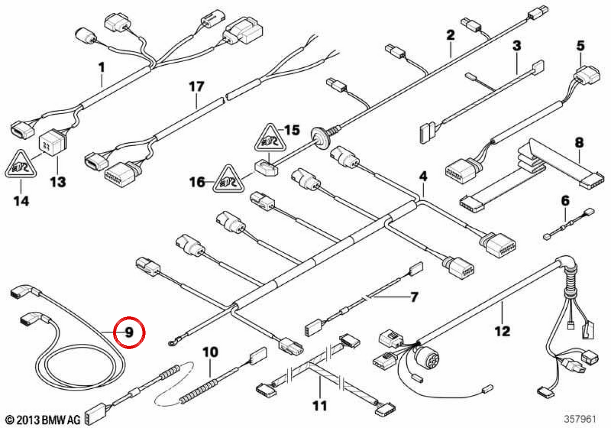 Câble de connexion Masque / Bordmonitor 61116954632 pour BMW E60, E61, E63, E64. BMW d'origine.