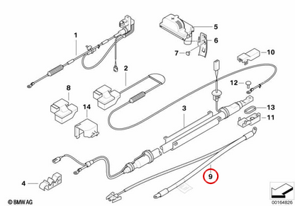 Cable de batería positivo OEM 61116955061 para BMW E60, E61. Original BMW.