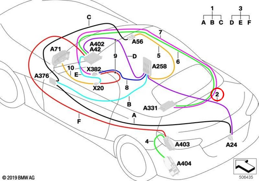 Cabo Ethernet OEM 61118718528 para BMW G29. BMW genuíno.