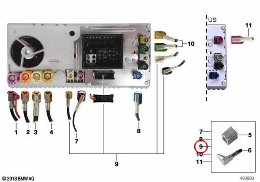 Antennenmodul FM1/FM2/Bluetooth OEM 61118789693 für BMW F48, F39, F45, F46, F40, F44, G42, G20, G21, G22, G23, G26, G80, G82, G83. Original BMW.