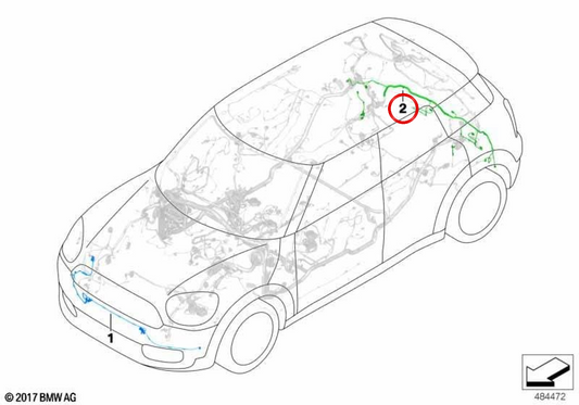 Chicote elétrico traseiro OEM 61118795462 para MINI Countryman F60 (11/2015 - 07/2020). MINI originais.
