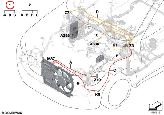 OEM 61118797091 kit di riparazione di cablaggi agricoli elettrici per BMW F39. BMW originale.