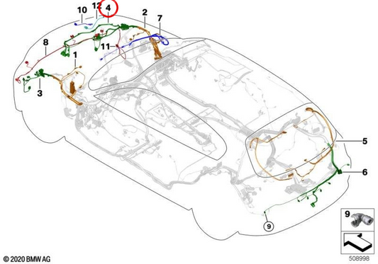 Réparation de câblage avant droit OEM 61119133636 pour BMW E81, E87. BMW d'origine.