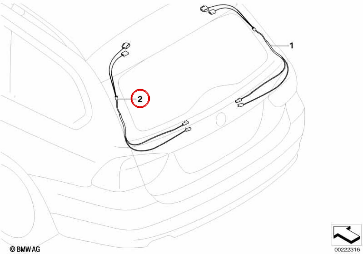 Set cavi di ricambio per cerniera portellone OEM 61119231821 per BMW Serie 5 E61, E61 LCI. BMW originale.