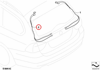 Set cavi di ricambio per cerniera portellone OEM 61119231821 per BMW Serie 5 E61, E61 LCI. BMW originale.