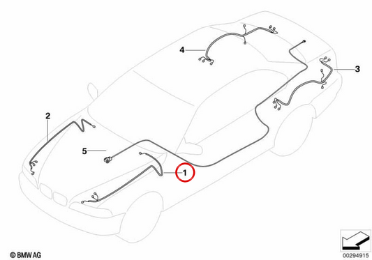 Cablaggio di riparazione anteriore sinistra OEM 61119234713 per BMW E63, E64. BMW originale.
