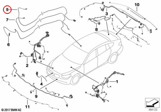 Cabo de alimentação B+ para BMW F07, F10, F11, F06, F12, F13, F01, F02, F04. BMW genuíno. OEM61119253674.