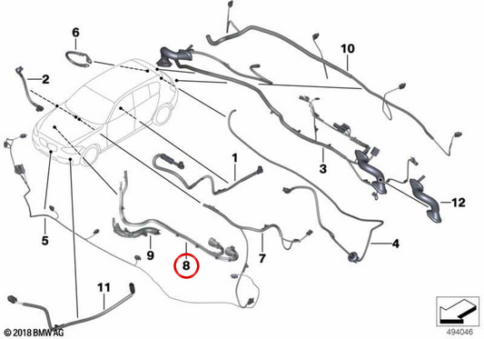 EPS -Verkabelung OEM 61119307984 für BMW F30, F31, F34, F32, F33. Original BMW.