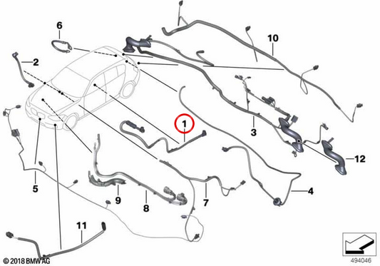 Cable de reparación AUX HU OEM 61119375482 para BMW F30, F31, F34, F48, F39. Original BMW.