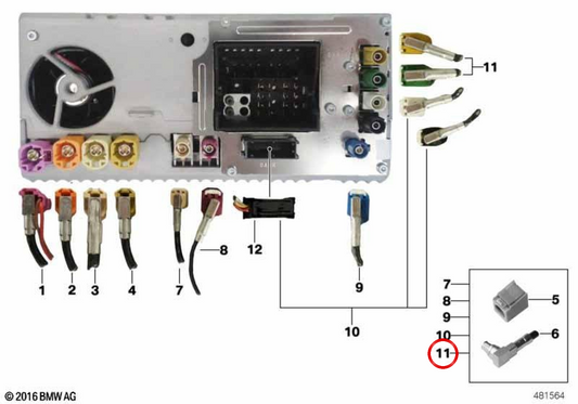 Cable de repuesto para antena DAB OEM 61119375892 para BMW F25, F26. Original BMW.